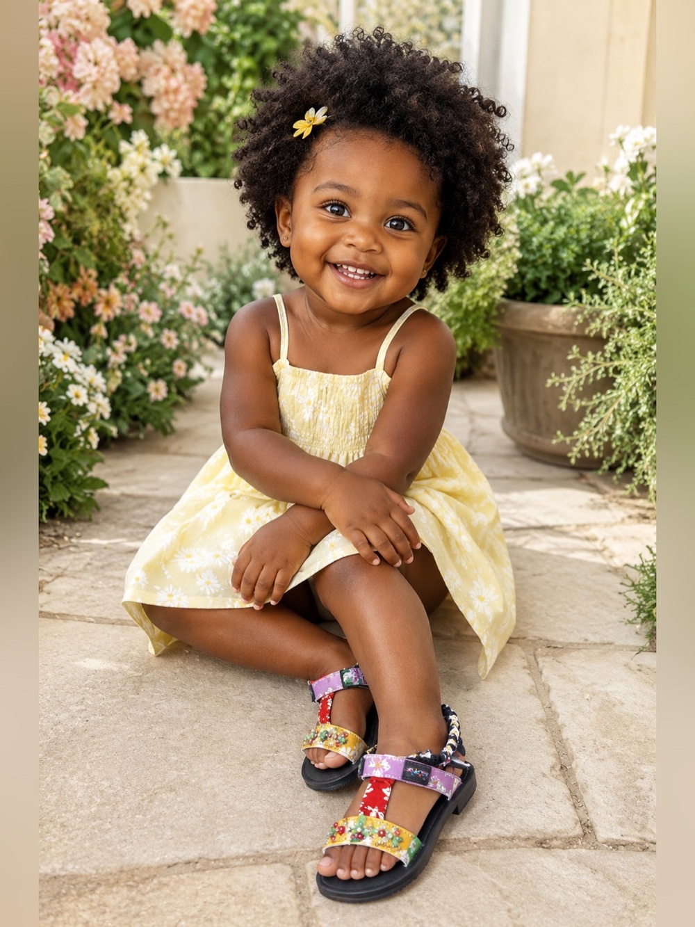 Kurt Geiger Kids' Multicolor Embellished Floral Sandals 2Y